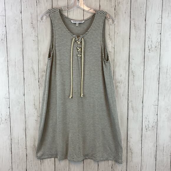 Cupcakes & Cashmere Gray Dedrick Striped Sleeveless Lace-Up Mini Dress Size XS - Picture 1 of 12